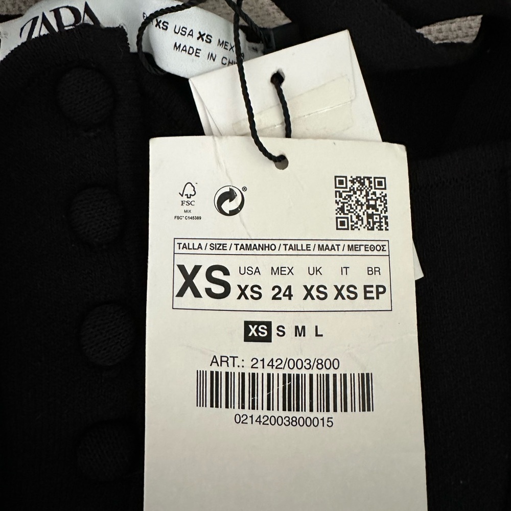 ZARA NEW WITH TAGS BLACK CROSS BACK KNIT CORSET TOP BUTTON FRONT SIZE XSMALL - Picture 9 of 11